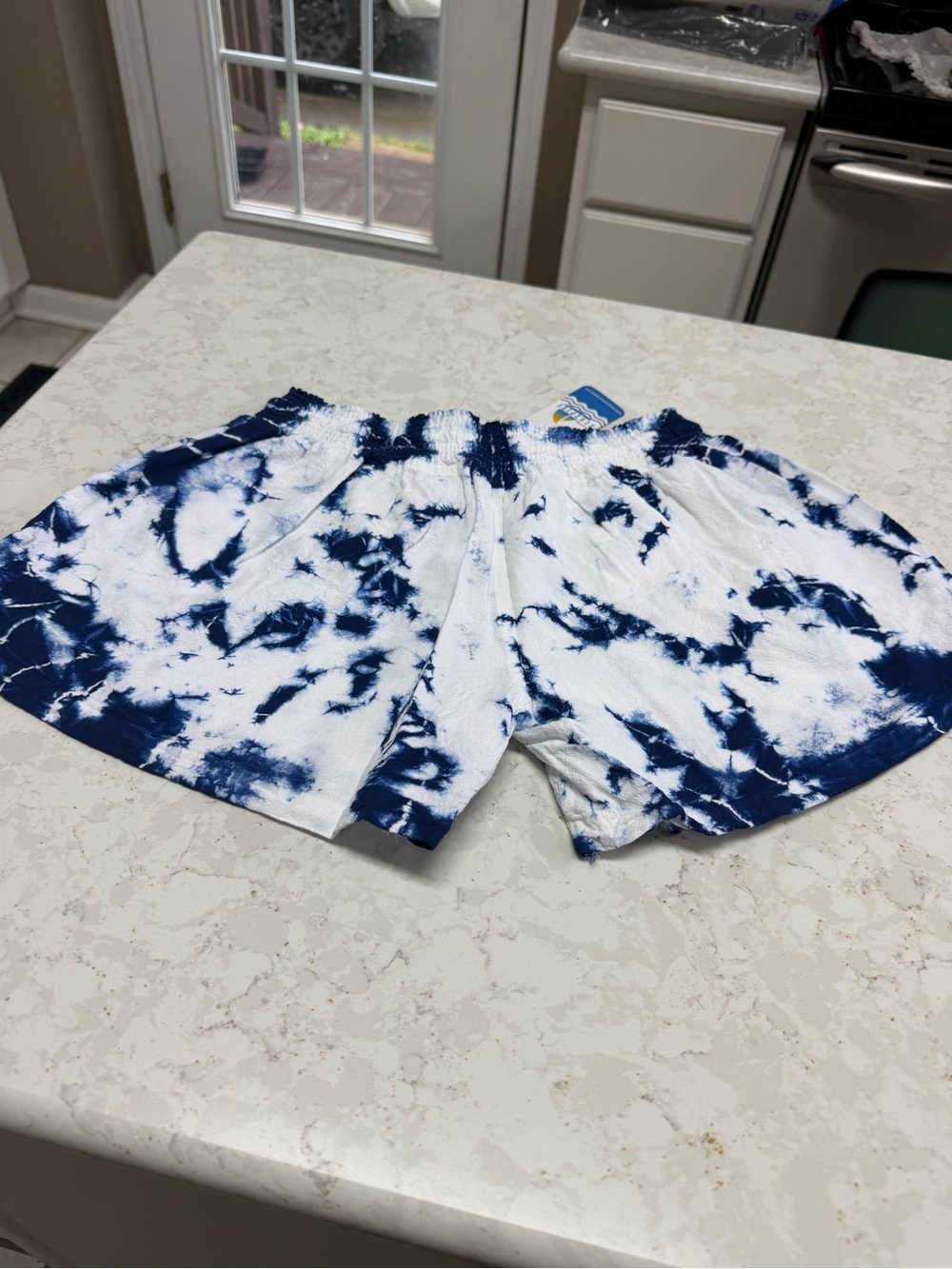 Women’s Tie-Dye Navy & White Hybrid Shorts Elastic Waist medium Seaspice new - Picture 7 of 7